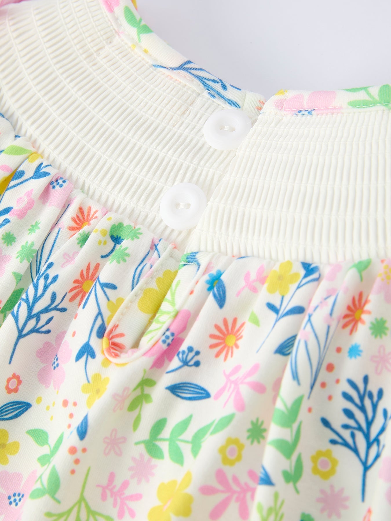 Easter Bunny Embroidered Pom-Pom Short-Sleeved Girls Dress