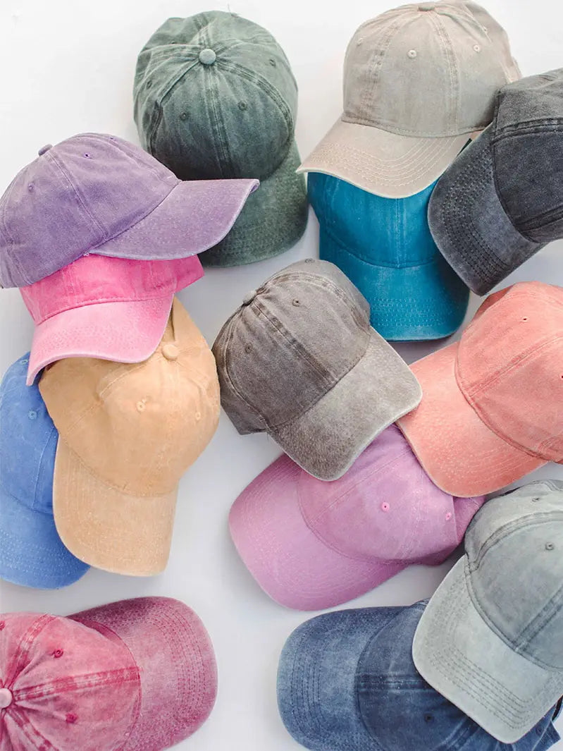 Washed Denim Cap Baseball Hat | Women | Purple