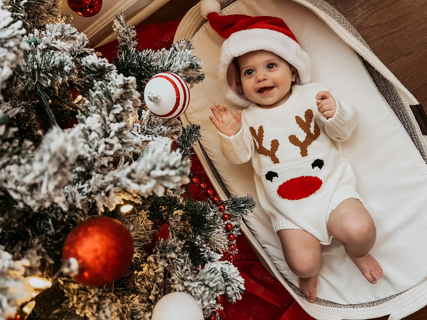 Reindeer Knit Sweater Romper | Baby