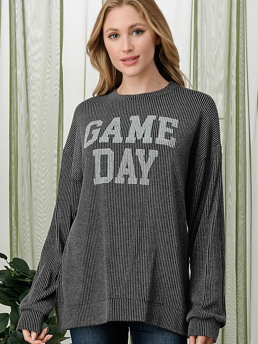 Game Day Ribbed Crewneck | Women