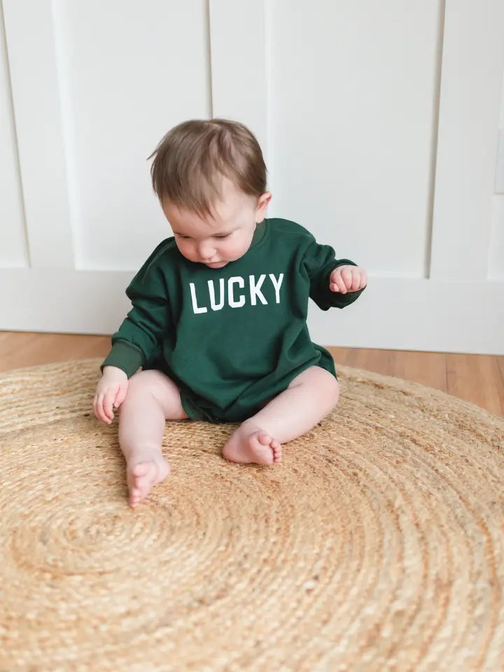 Lucky St. Patrick's Day Oversized Bubble Romper | Baby