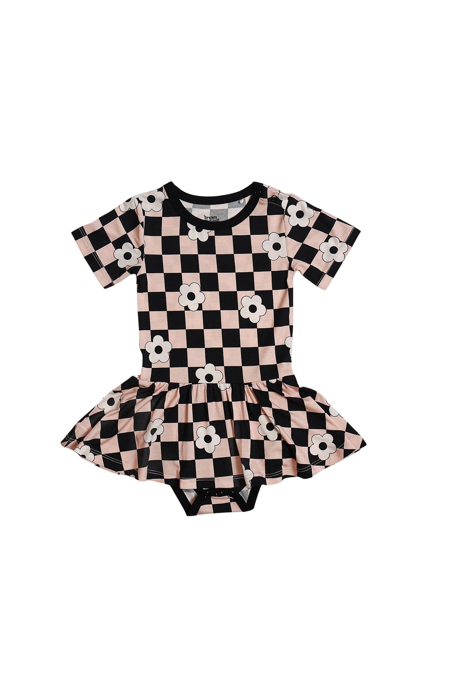 RETRO DAISY CHECKS SHORT SLEEVE DREAM BODYSUIT DRESS