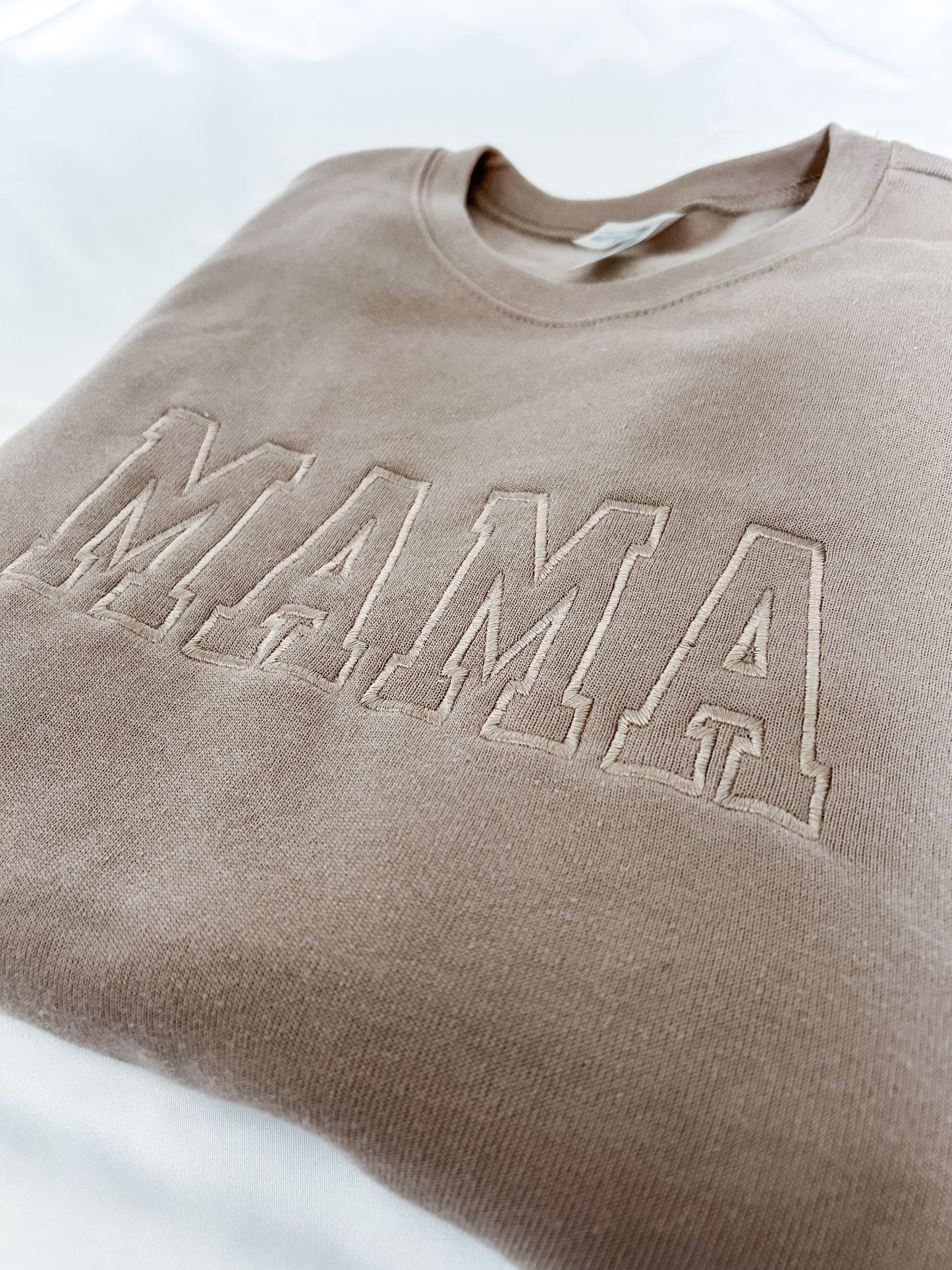 Mama Embroidered Crewneck | Tan Monochromatic