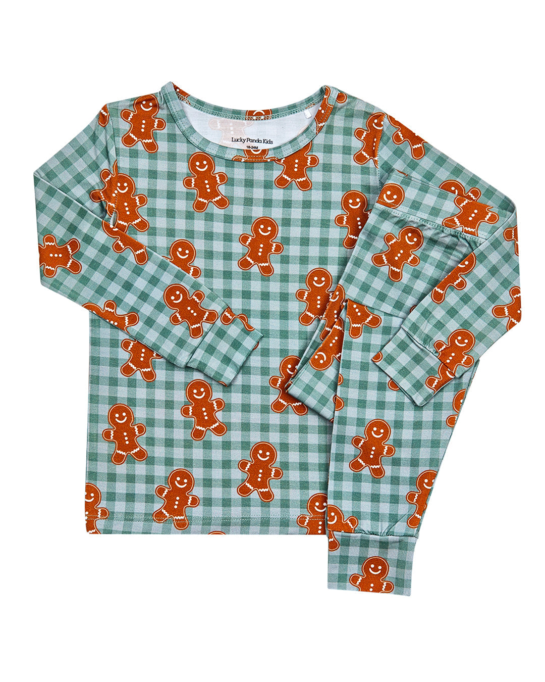 Gingerbread Gingham Bamboo Two Piece Pajama Set | Toddler & Kids