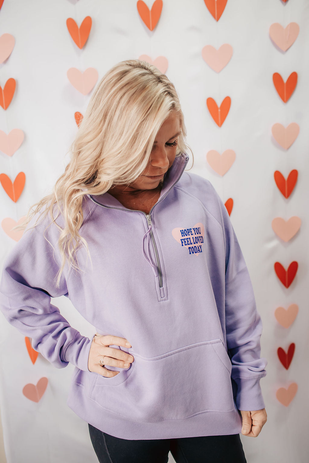 Hope You Feel Loved Ladies Boxy Half Zip Fleece