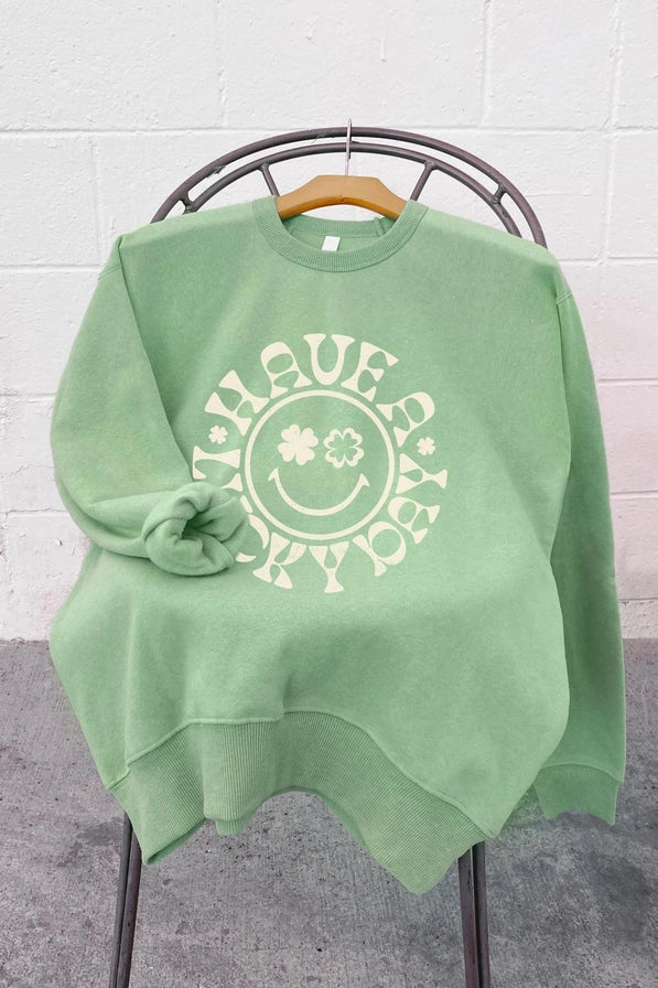 Lucky Happy Face St. Patrick's Day Sweatshirt | Women