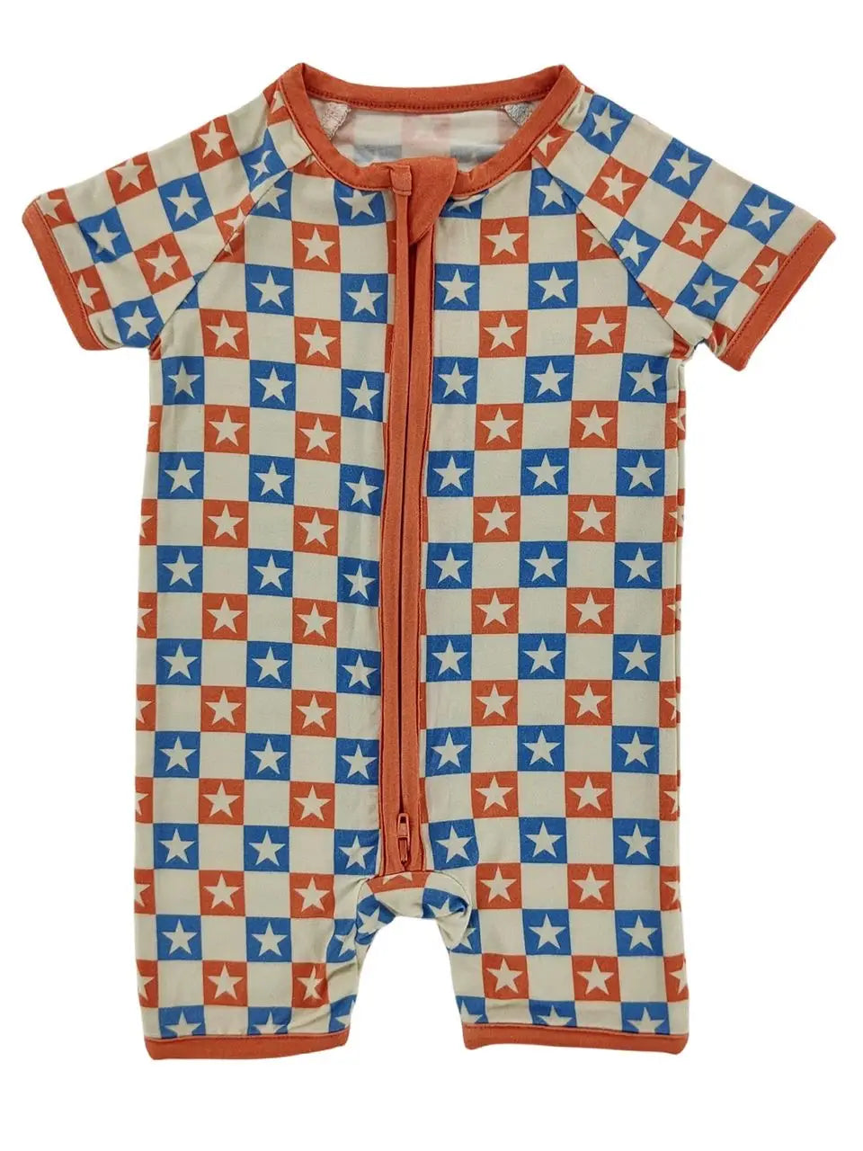 Patriotic Check Bamboo Romper | Baby