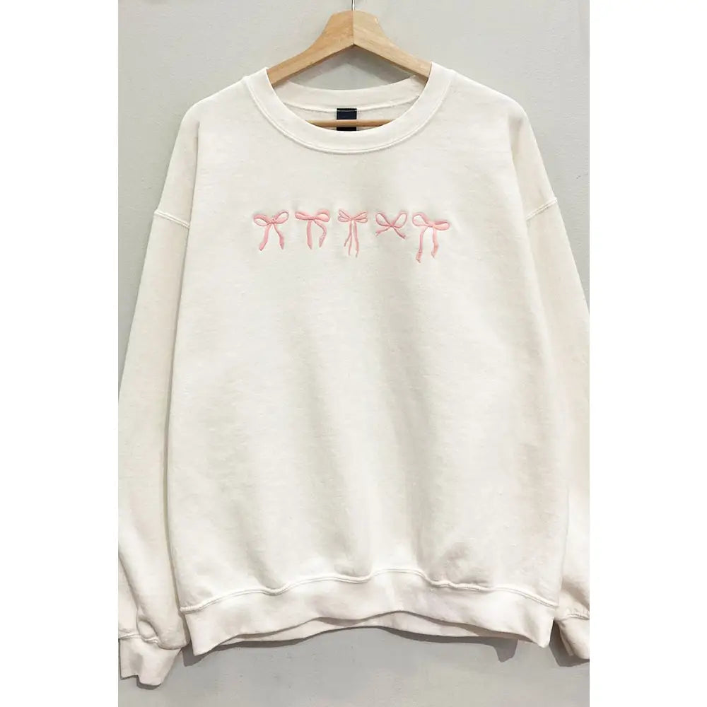 Embroidered Pink Bows Crewneck