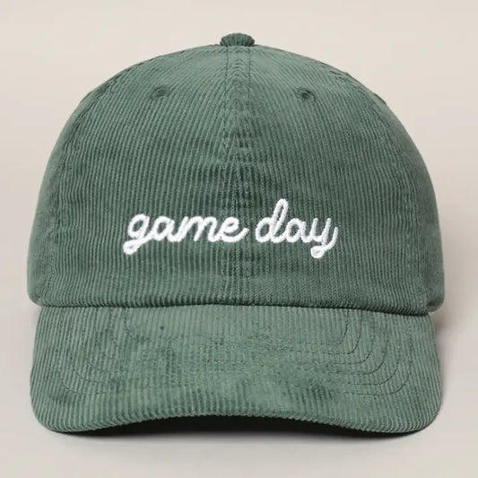 Game Day Corduroy Baseball Hat | Green & Blue | Women