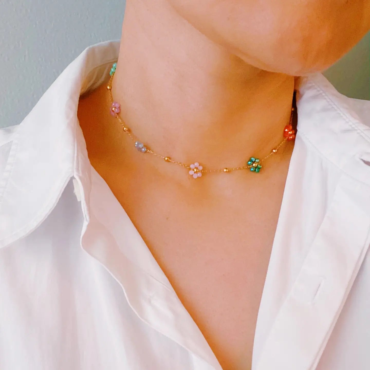 Flower Beaded Necklace