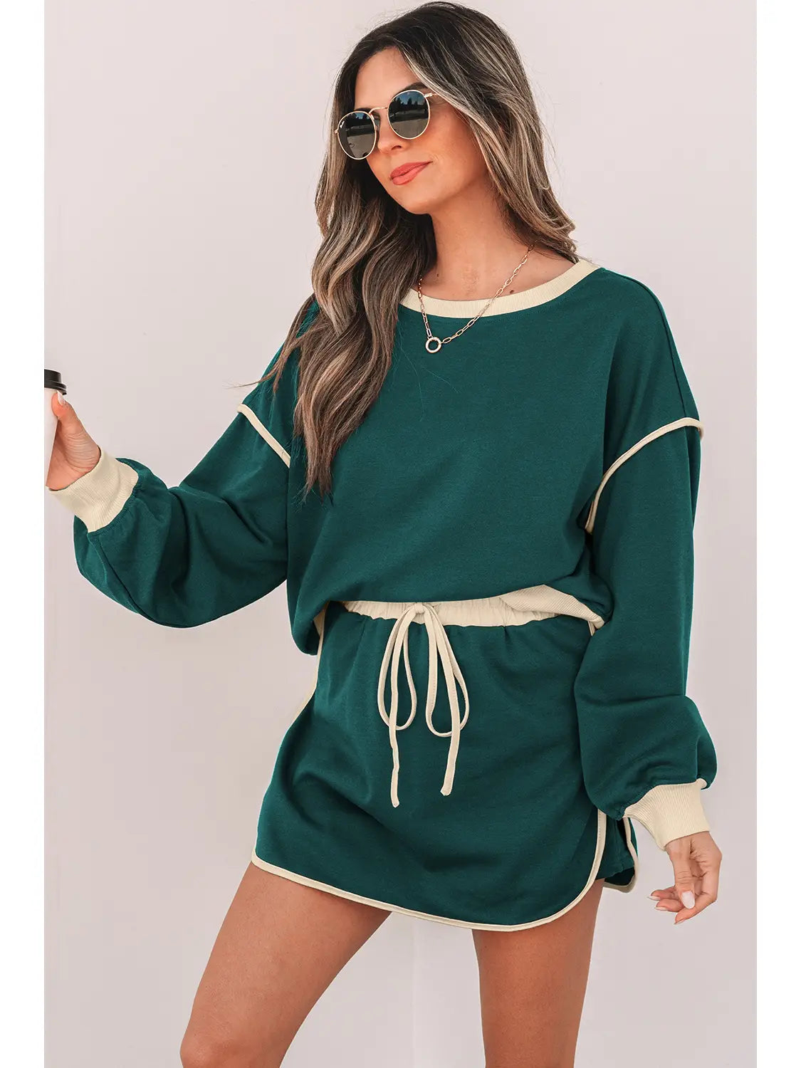 Colorblock Pullover and Skort Set
