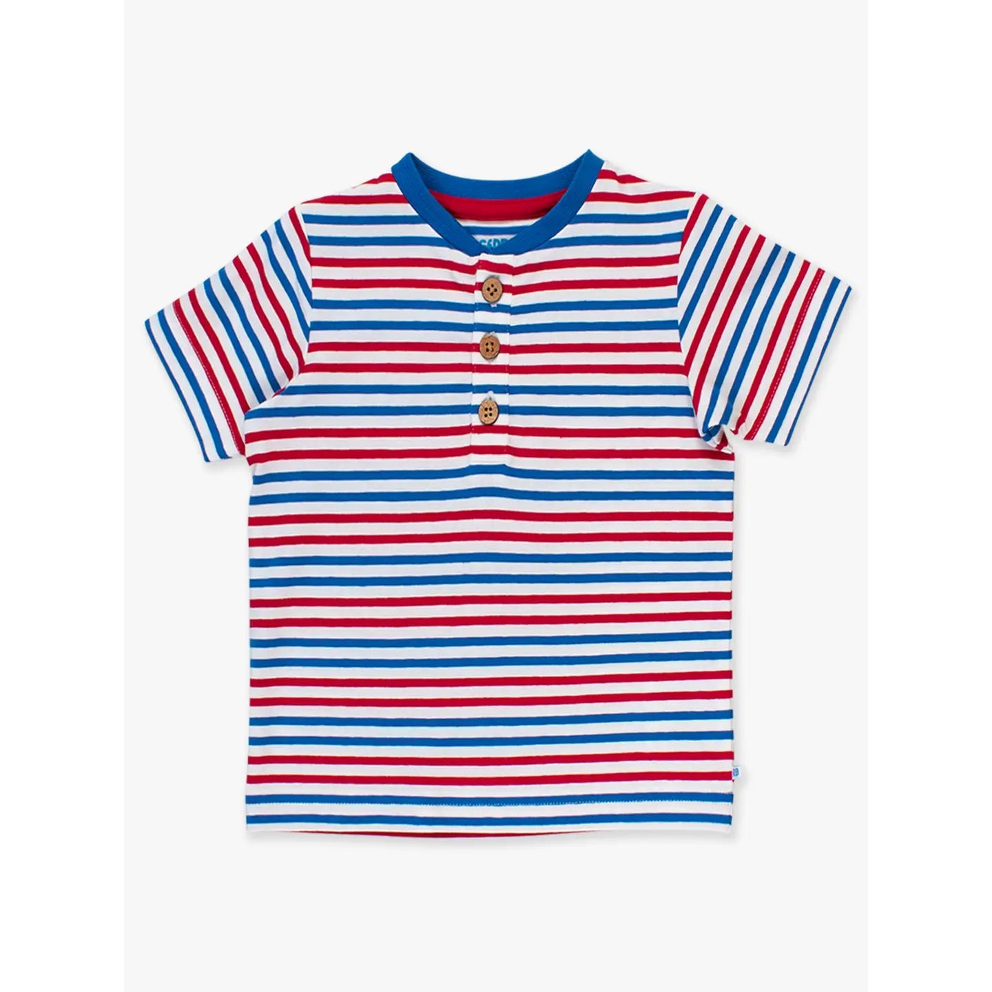 Red White & Blue Stripe Short Sleeve Henley | Toddler & Kids