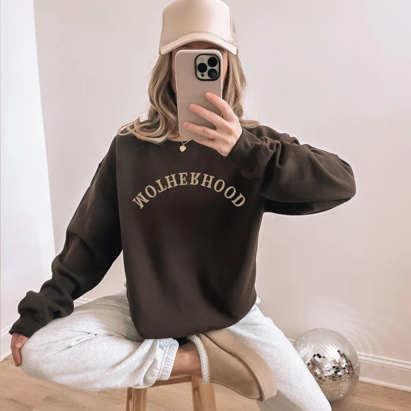 Motherhood Upside Down Crewneck | Brown