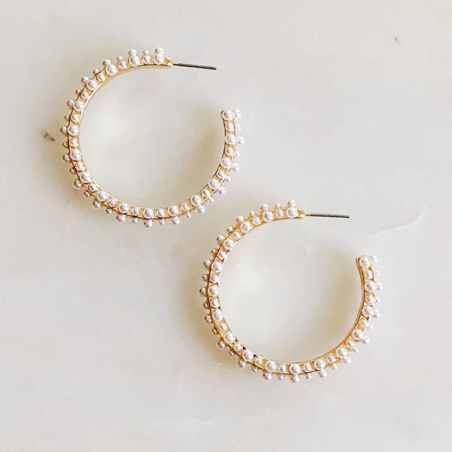 Pearl Drop Hoop Earrings