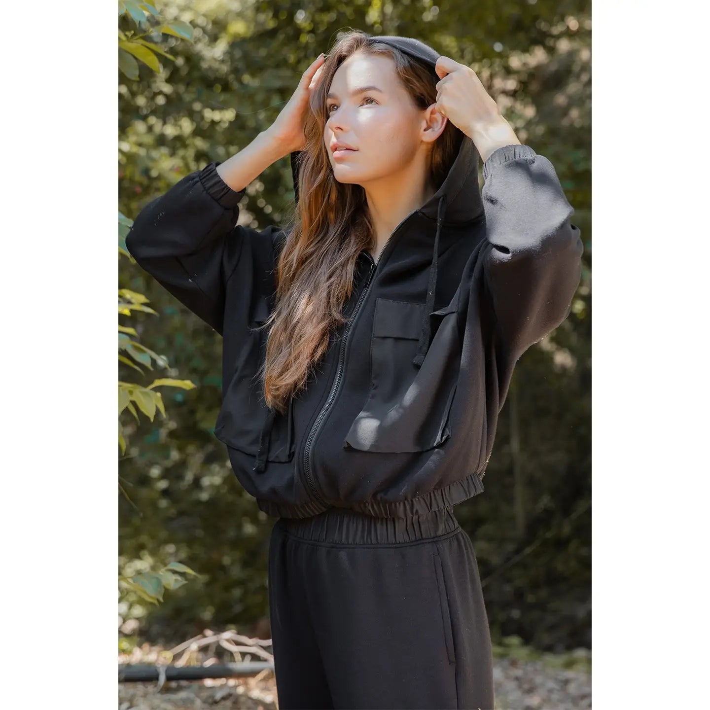 Modal Scuba Pocket Hoodie Jacket | Black