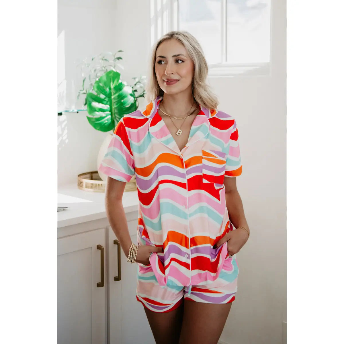Multicolored Abstract Wave Pajama Women's