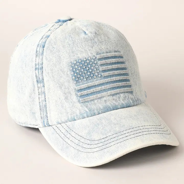 Denim American Flag Baseball Hat