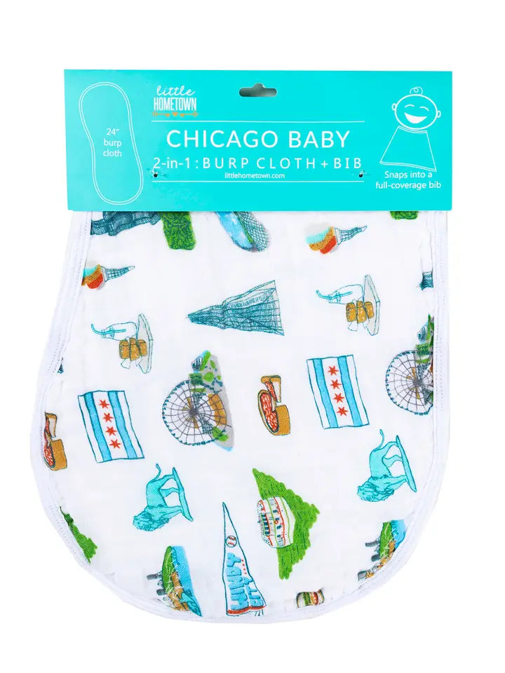 Chicago Baby Burp Cloth and Bib