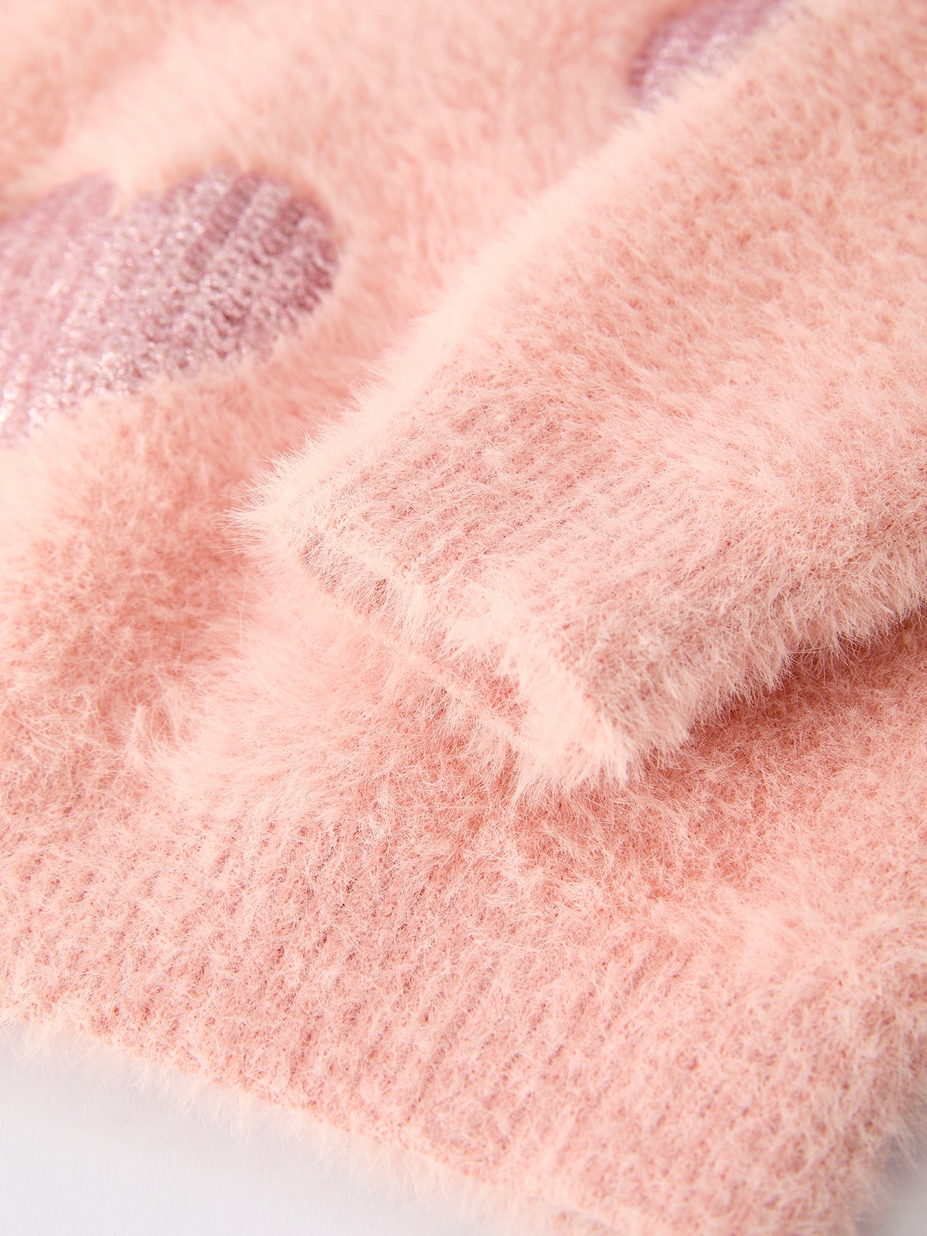 Valentine's Day Light Pink Girls Heart Sequins Sweater