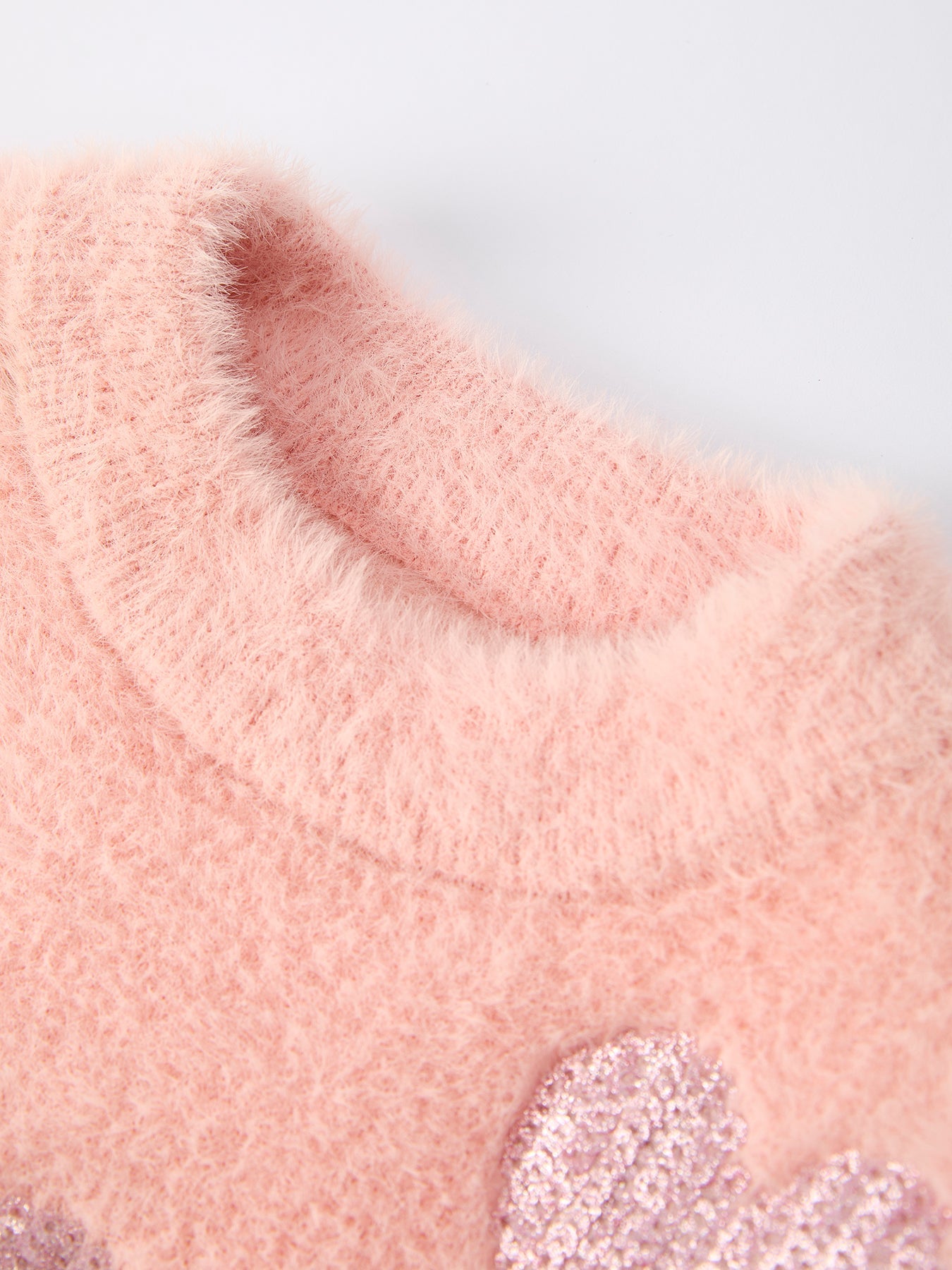 Valentine's Day Light Pink Girls Heart Sequins Sweater