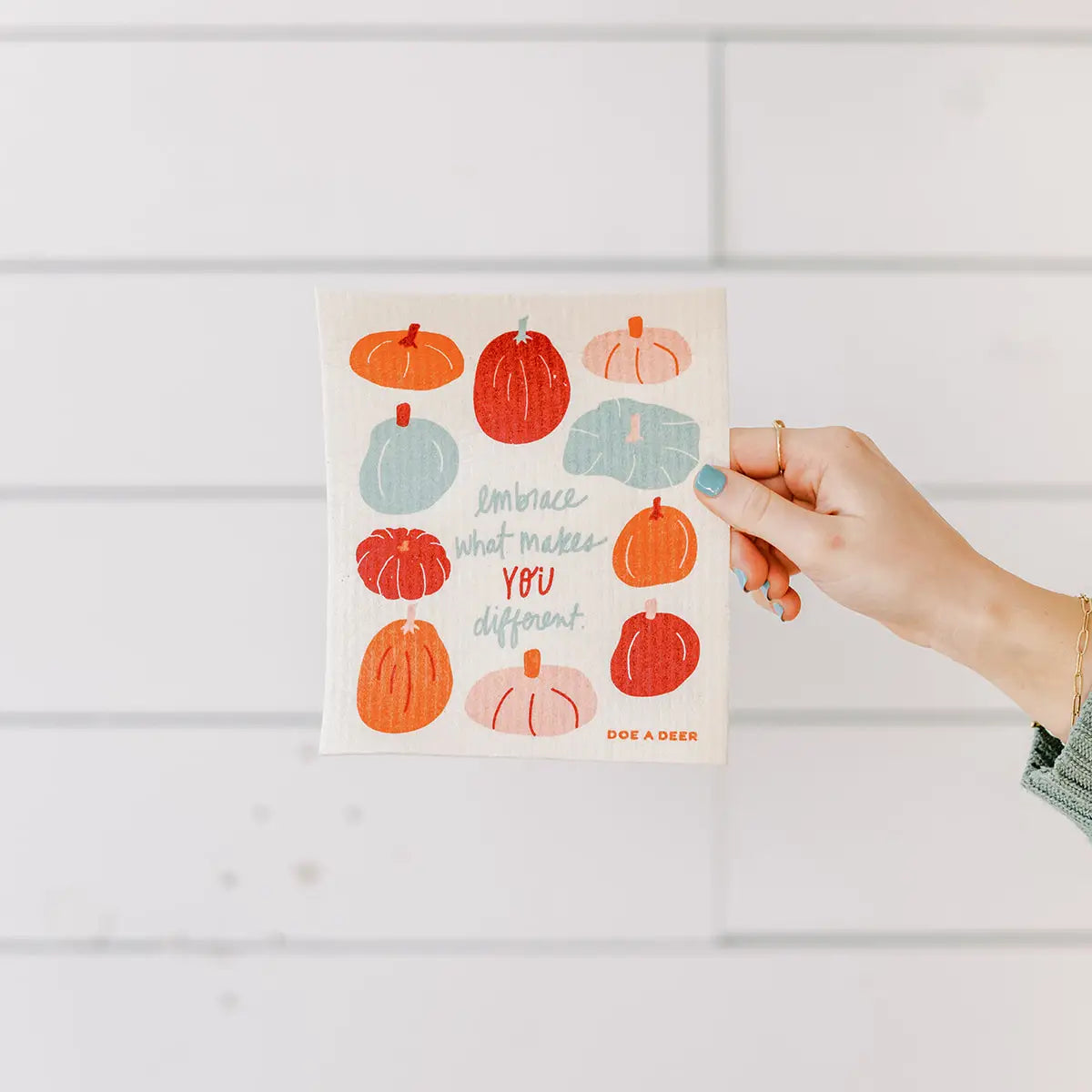 Embrace What Makes You Different Pumpkin Swedish Dishcloth