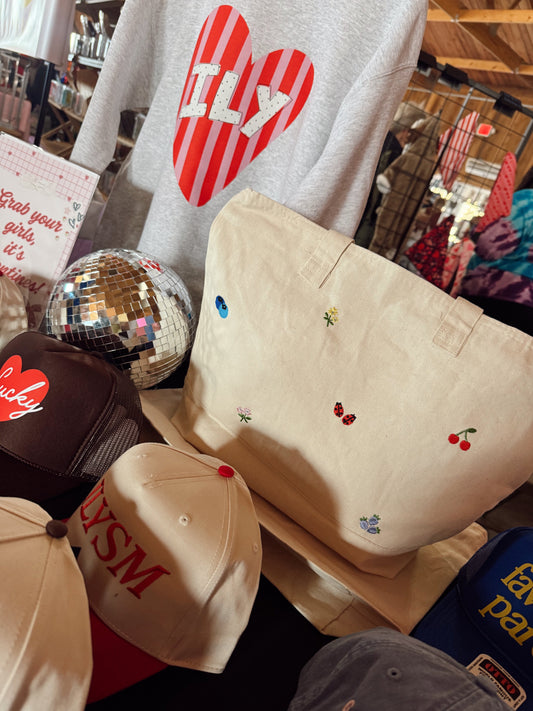 Spring Icon Embroidered Canvas Bag