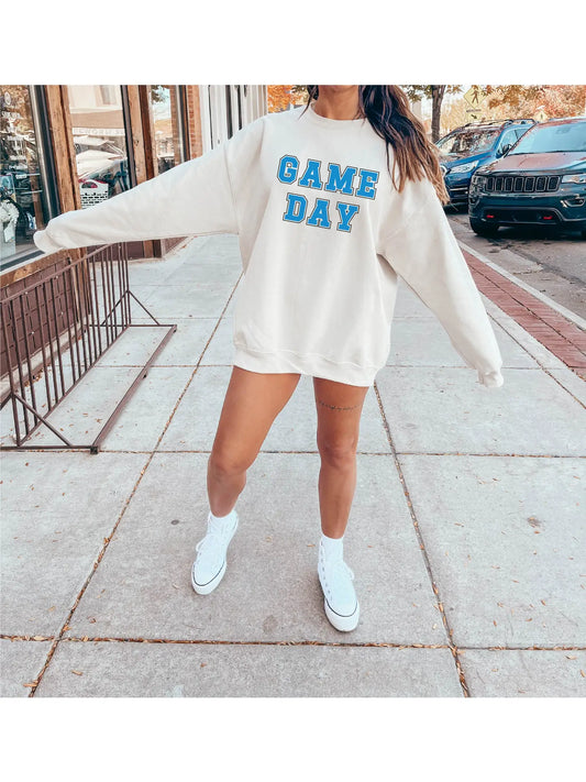 White & Blue Game Day Crewneck