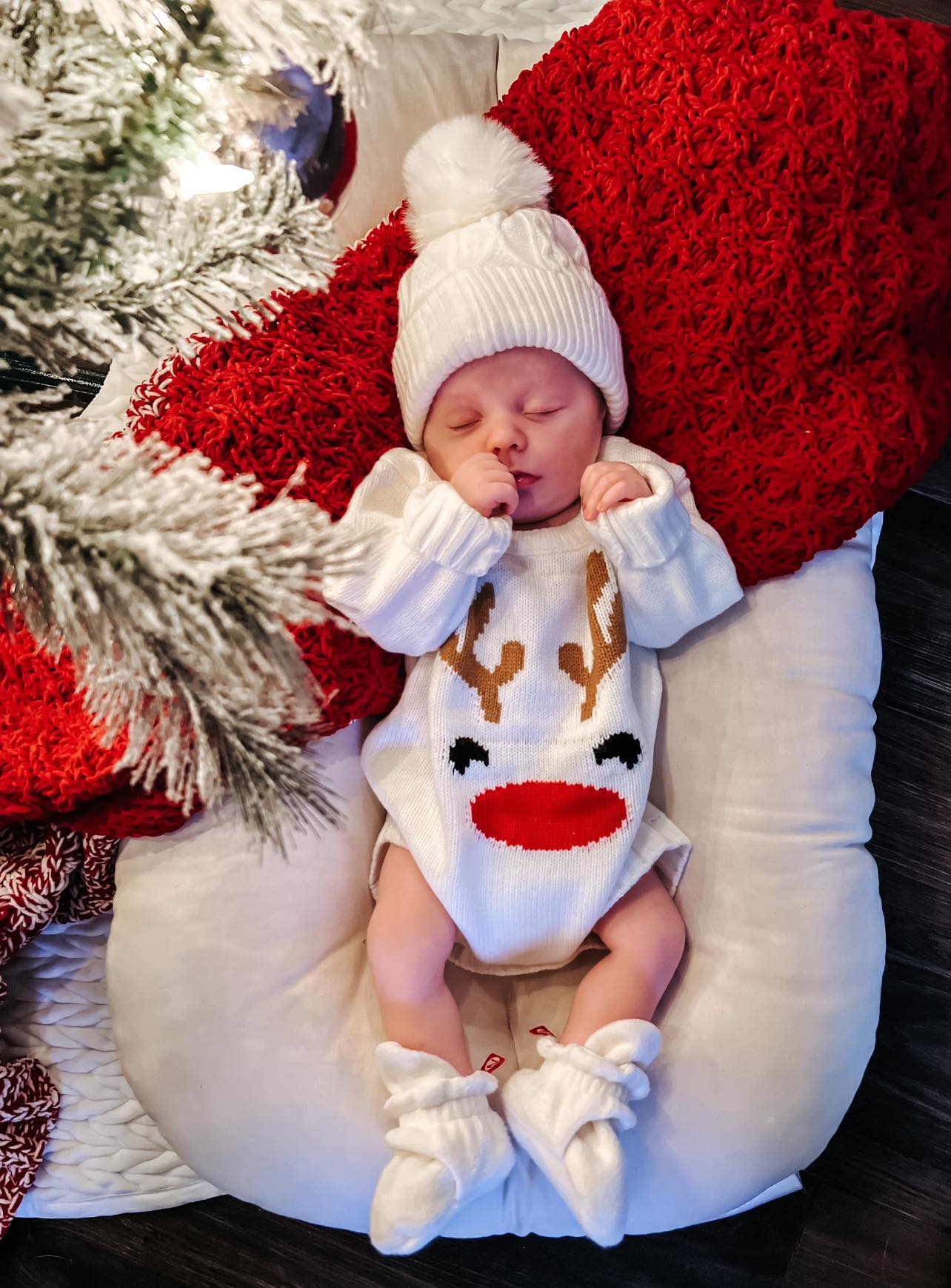 Reindeer Knit Sweater Romper | Baby
