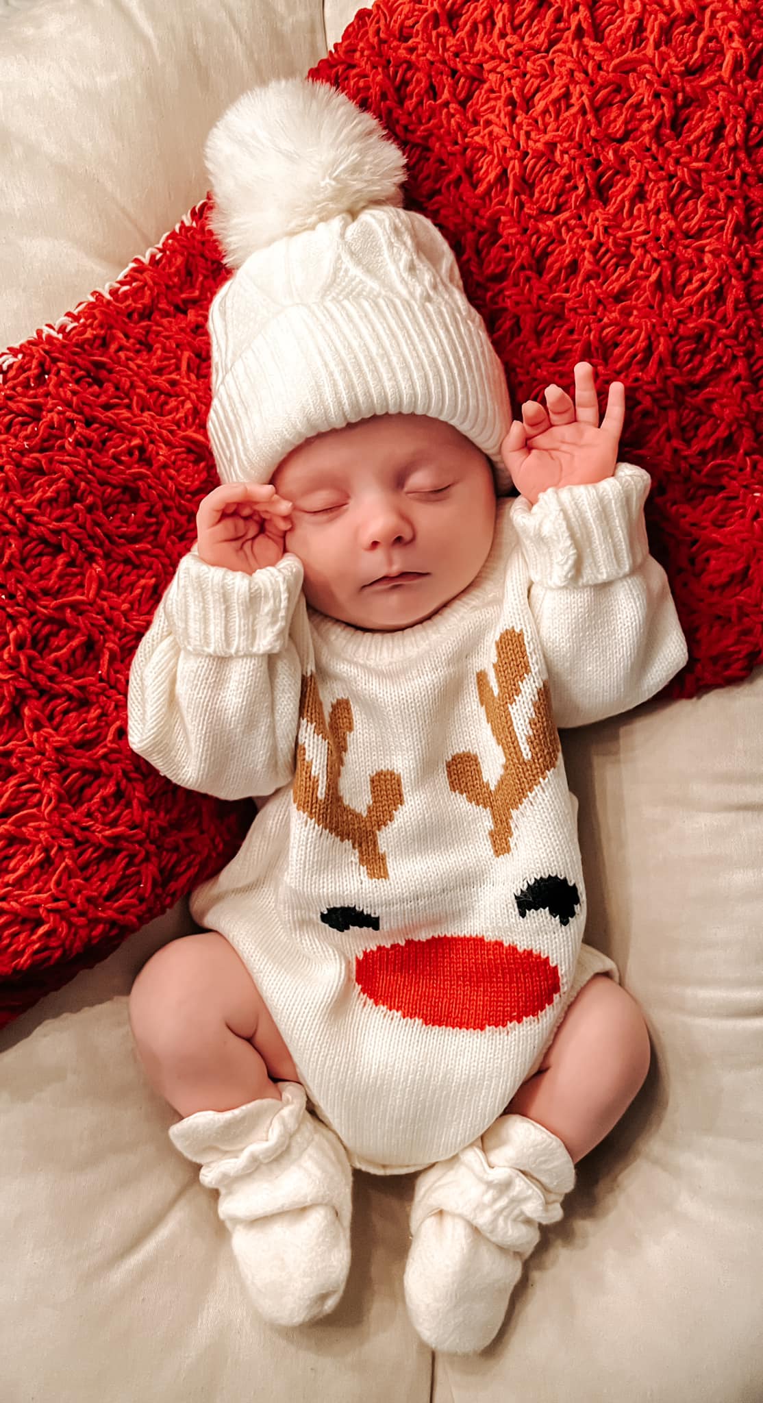 Reindeer Knit Sweater Romper | Baby