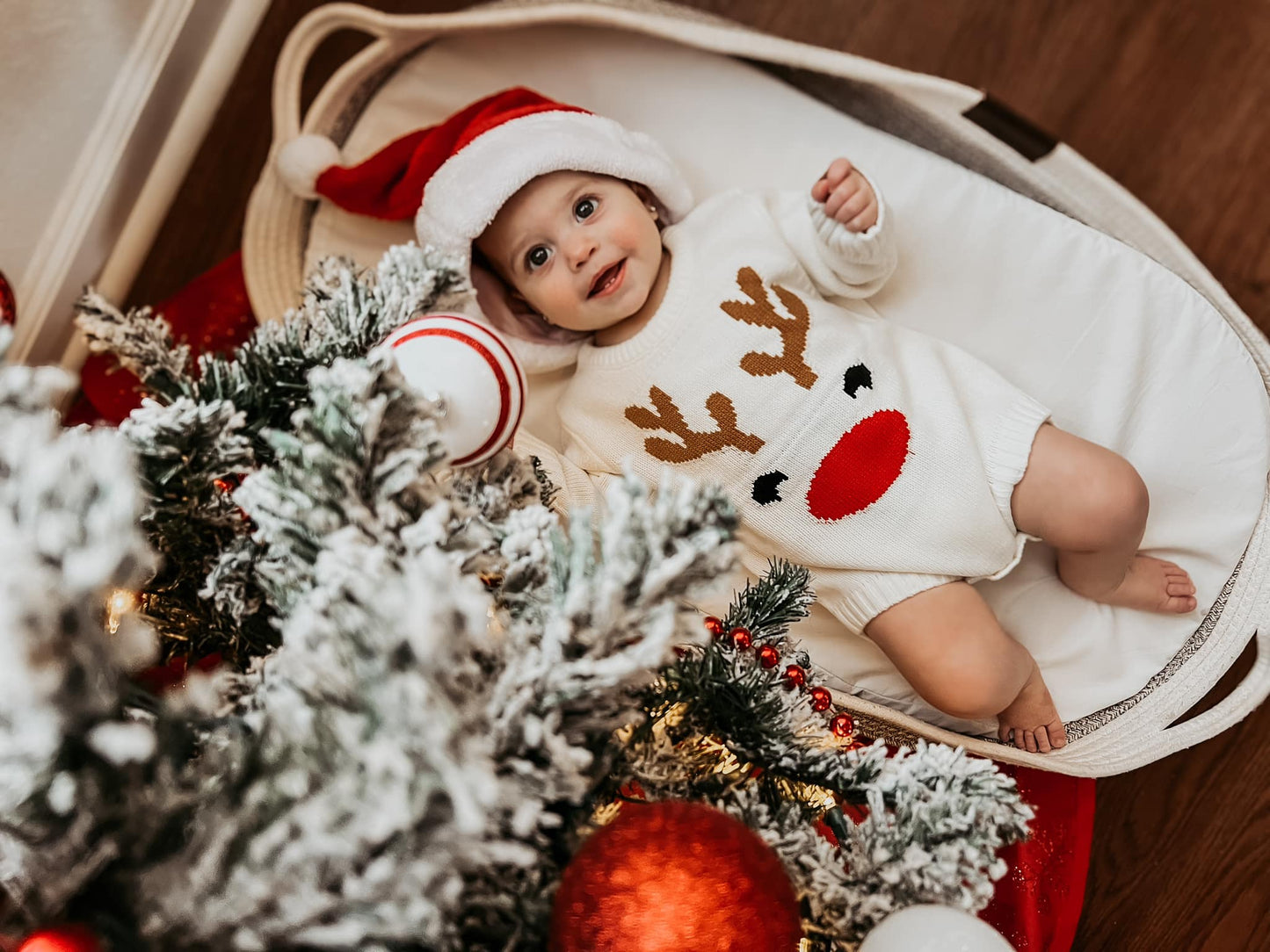 Reindeer Knit Sweater Romper | Baby