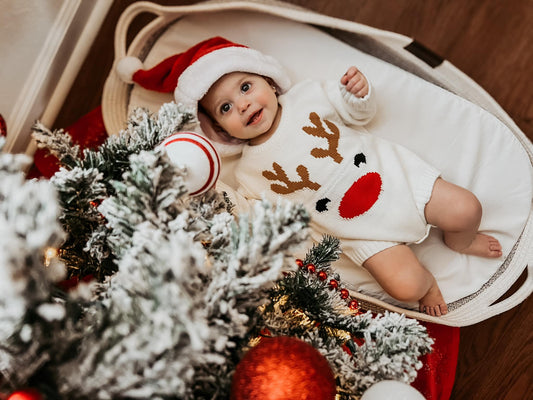 Reindeer Knit Sweater Romper | Baby