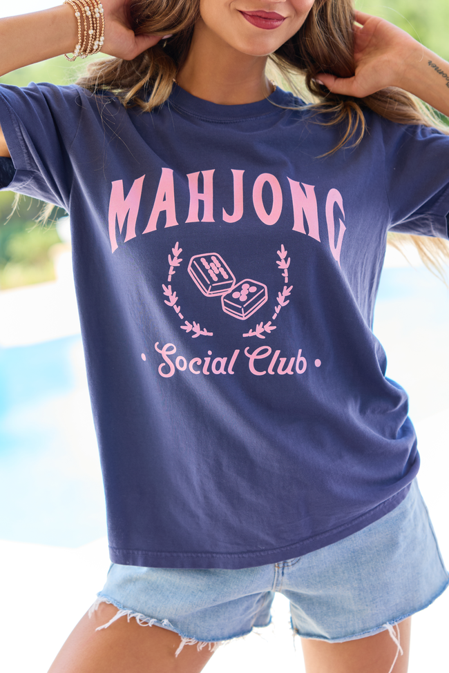 Mahjong Social Club Navy Graphic Tee