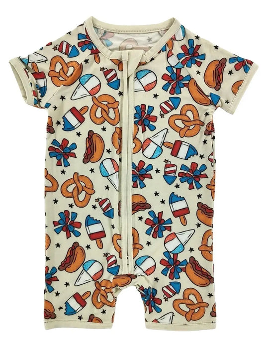 4th of July Snacks Bamboo Romper | Baby