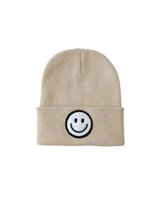 Beige Smiley Beanie | Toddler