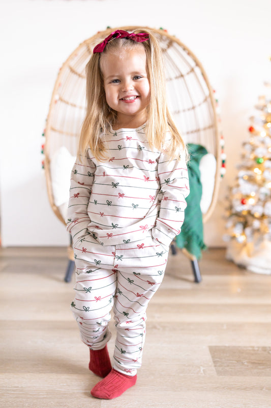 Tied with a Bow Christmas Organic Cotton Set | Baby, Toddler, Kids