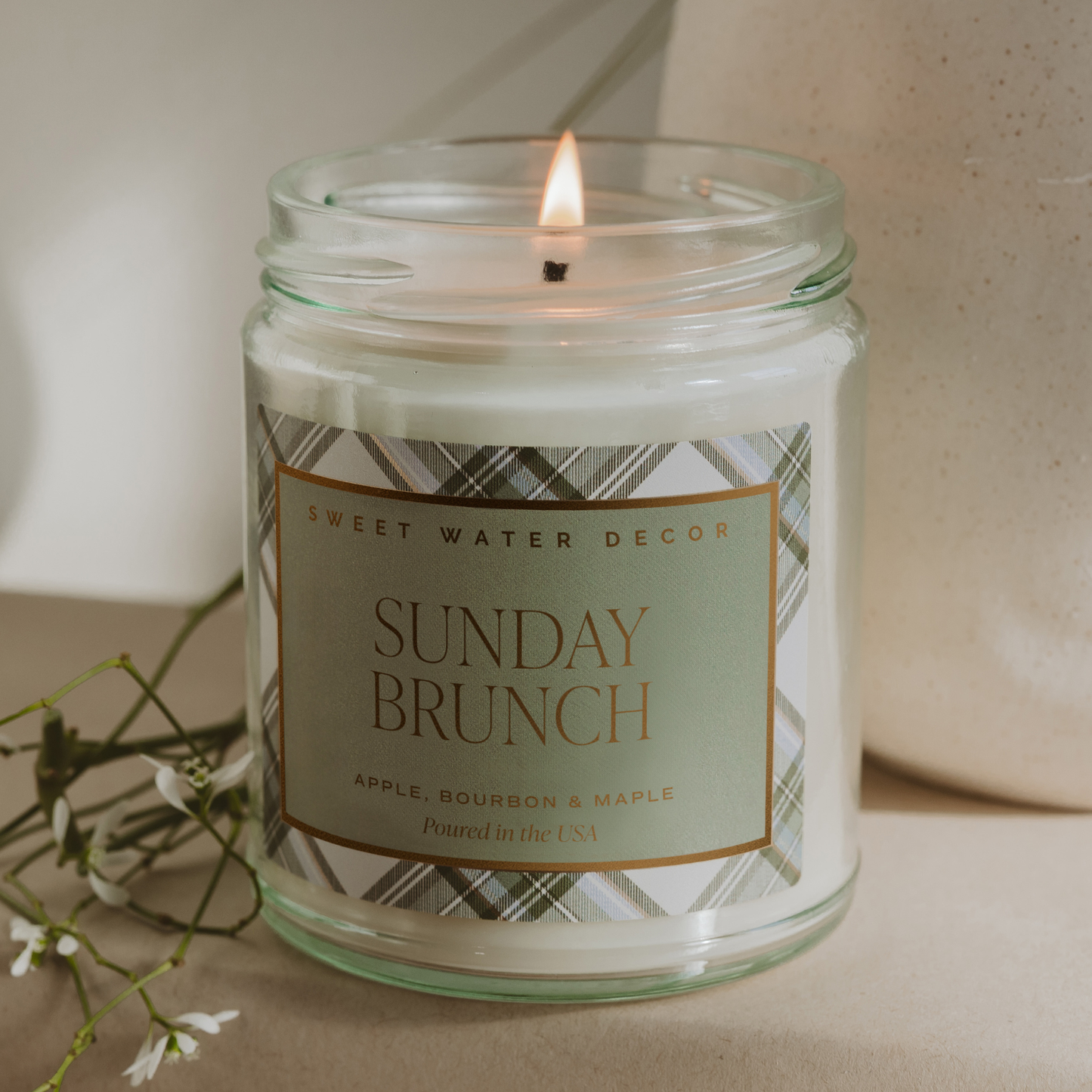 Sunday Brunch Soy Candle - Clear Patterned Jar - 9 oz