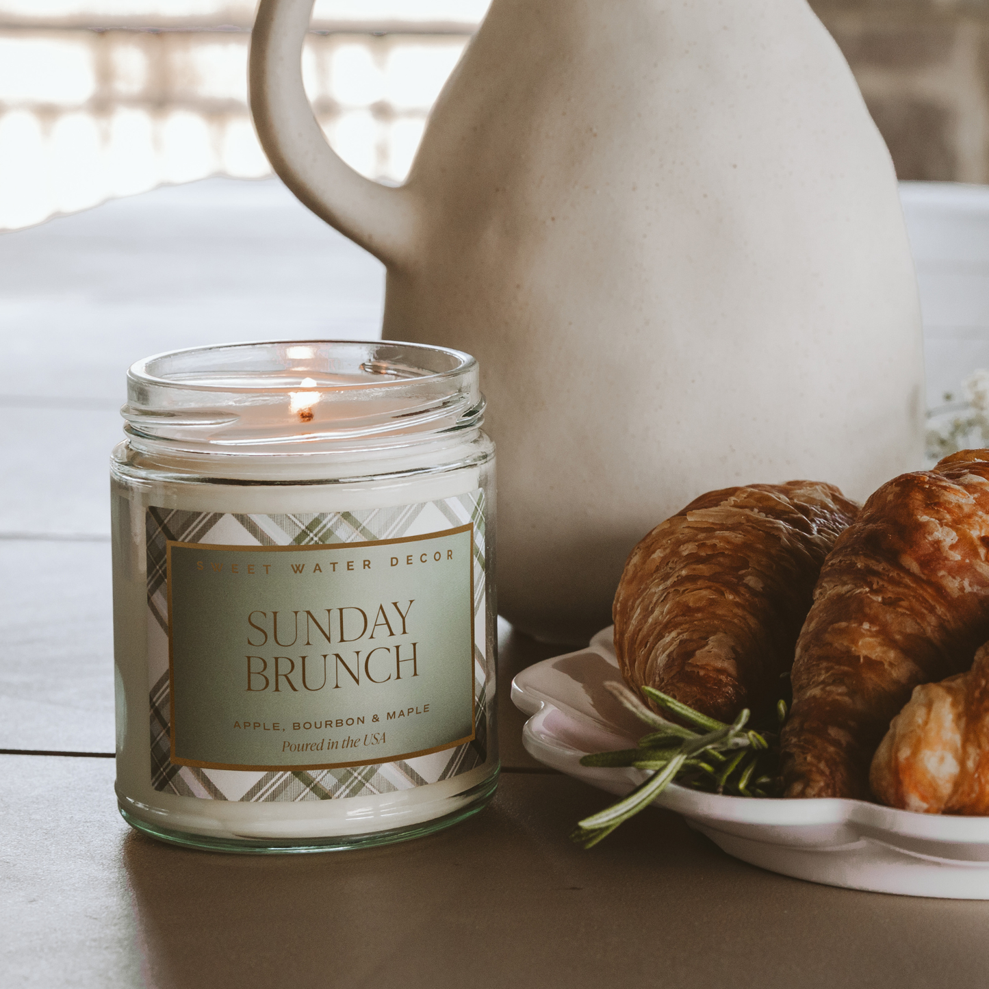 Sunday Brunch Soy Candle - Clear Patterned Jar - 9 oz