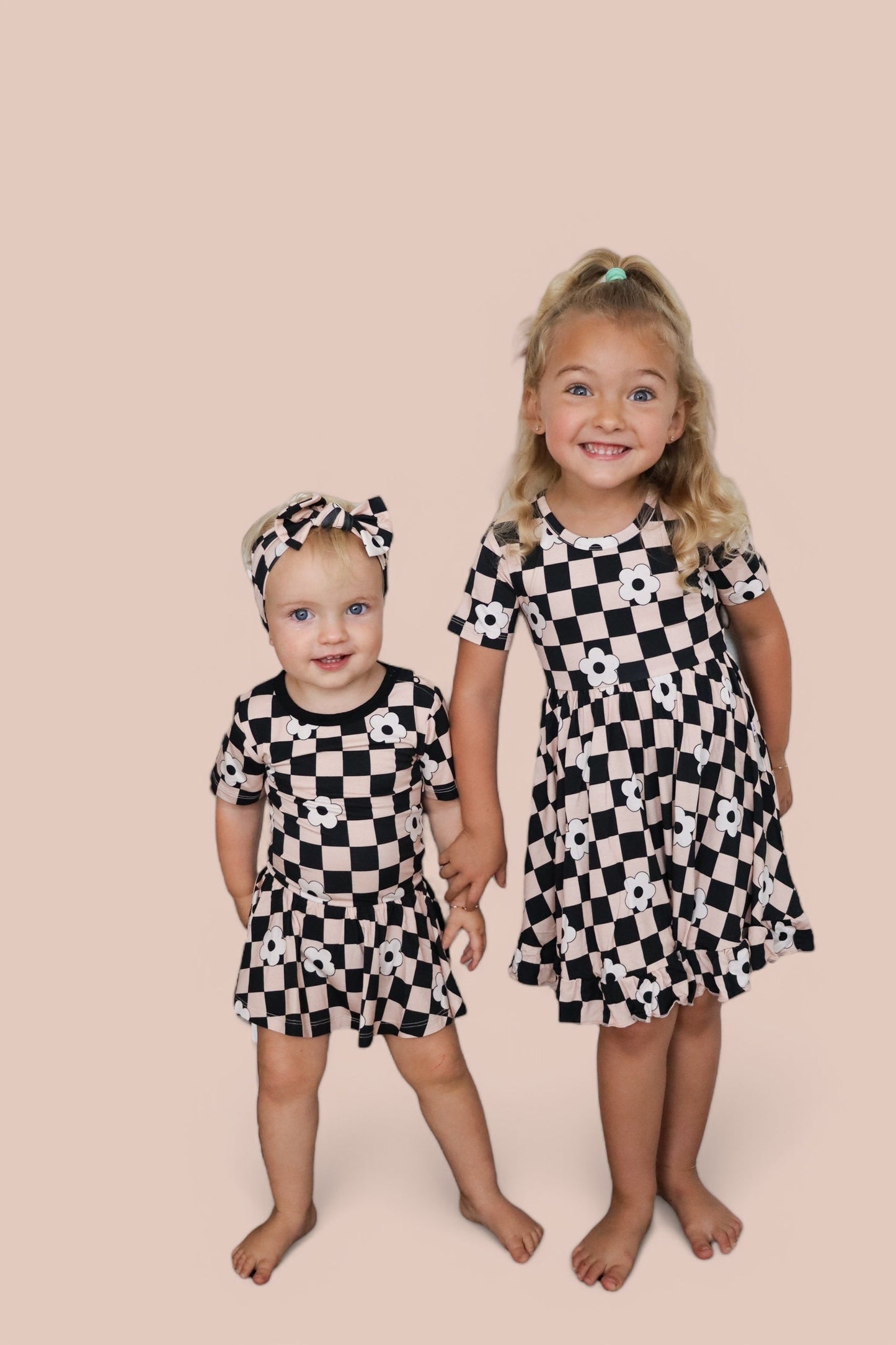 RETRO DAISY CHECKS SHORT SLEEVE DREAM BODYSUIT DRESS