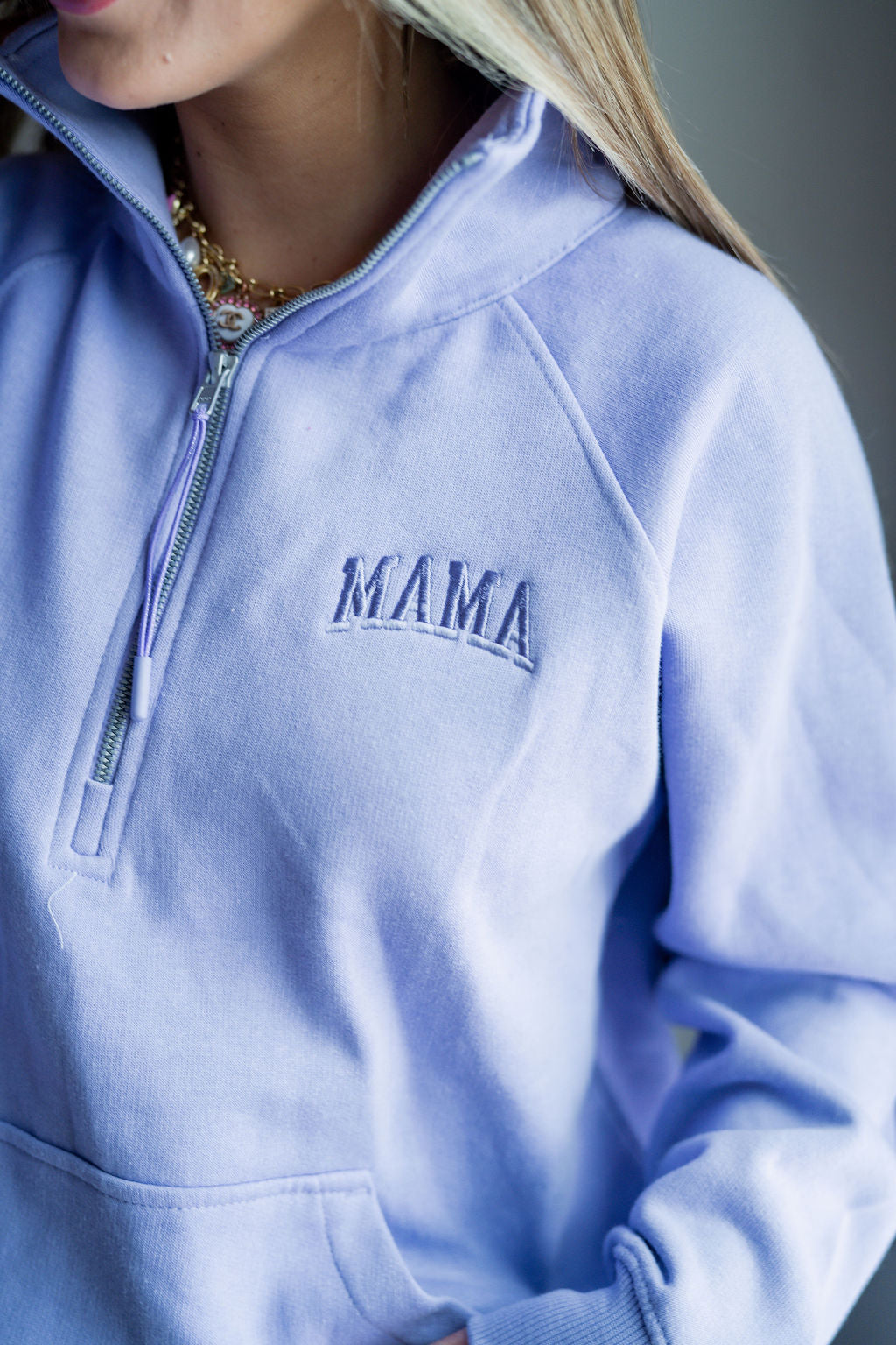 Mama Purple Embroidered Quarter Zip