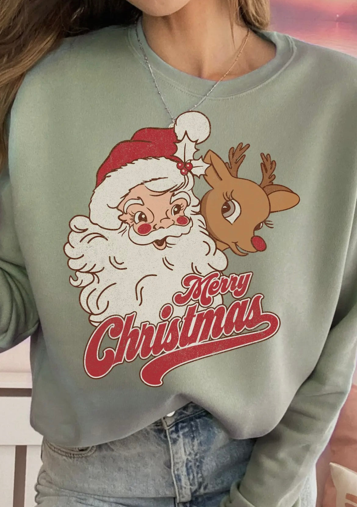 Santa and Rudolph Vintage Sweatshirt