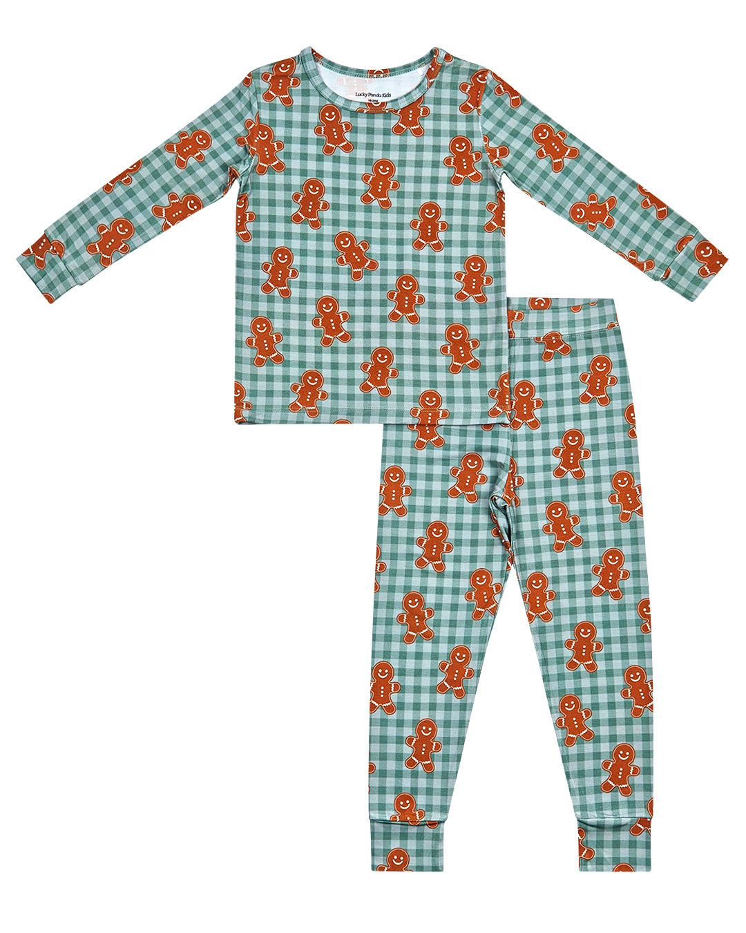 Gingerbread Gingham Bamboo Two Piece Pajama Set | Toddler & Kids