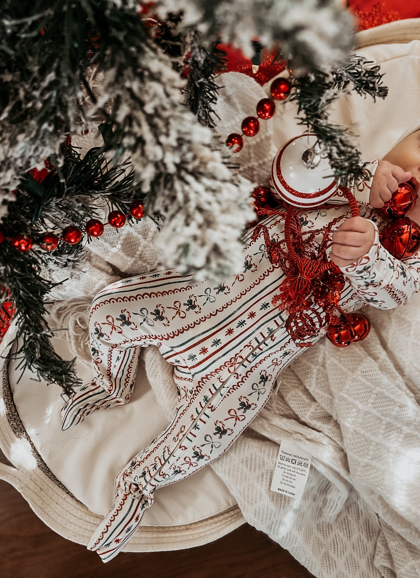 Candy Cane Bows Bamboo Christmas Pajamas Sleeper
