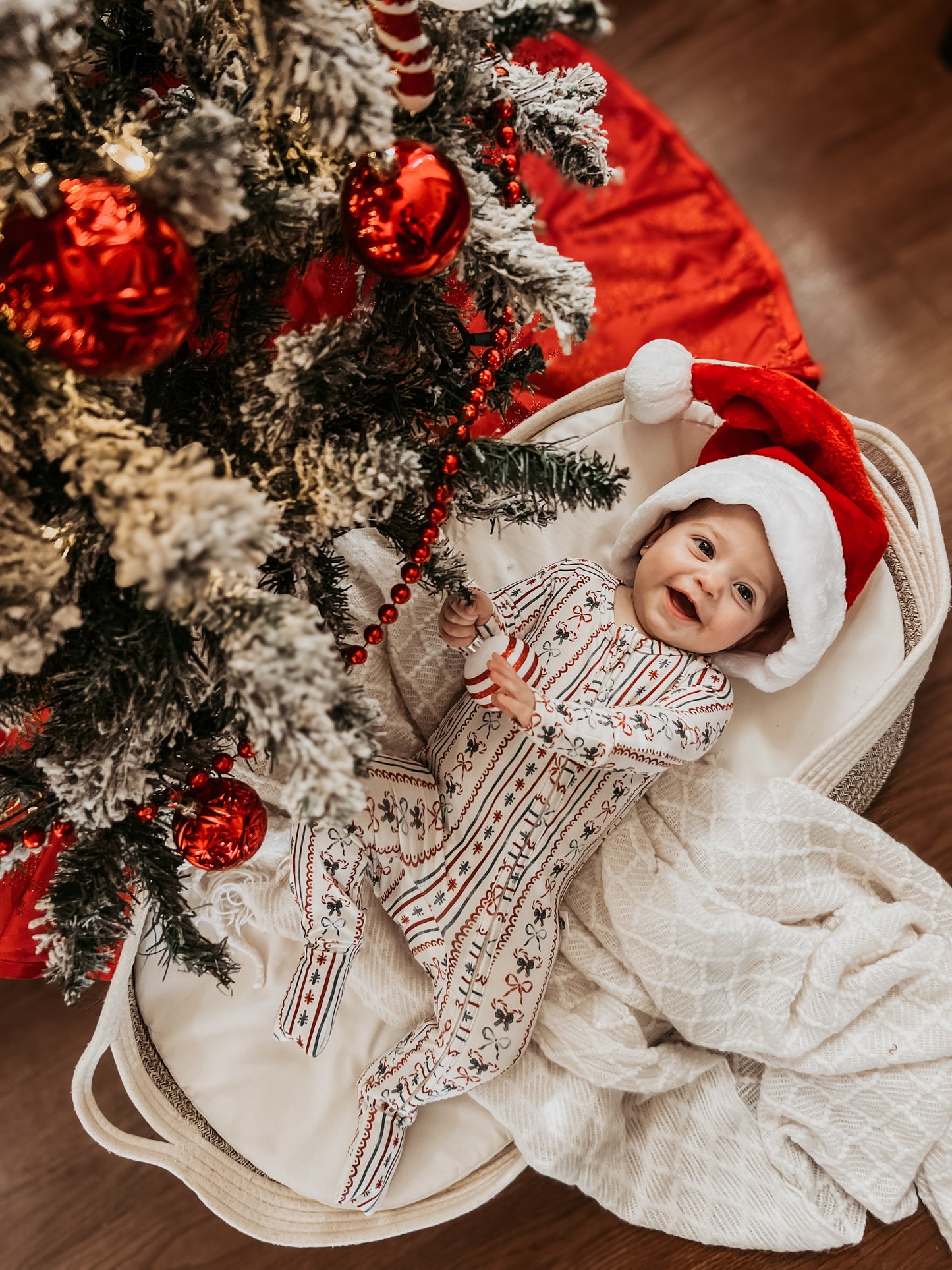 Candy Cane Bows Bamboo Christmas Pajamas Sleeper