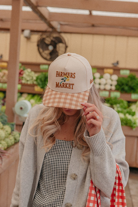 GINGHAM FARMERS MARKET TRUCKER HAT