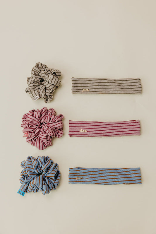 STRIPED OVERSIZED SCRUNCHIE + HEADBAND BUNDLE