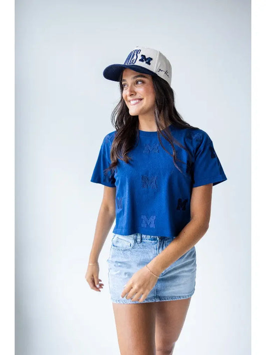 MSU & UofM Logo Repeat Crop Tee | Women