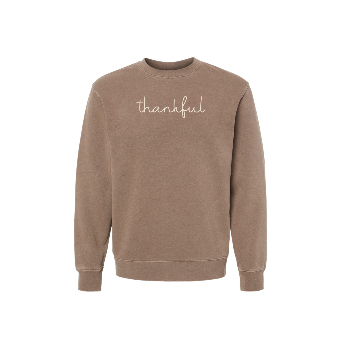 Thankful Script Pigment Dyed Crewneck Sweatshirt | Fall Thanksgiving Sweatshirt