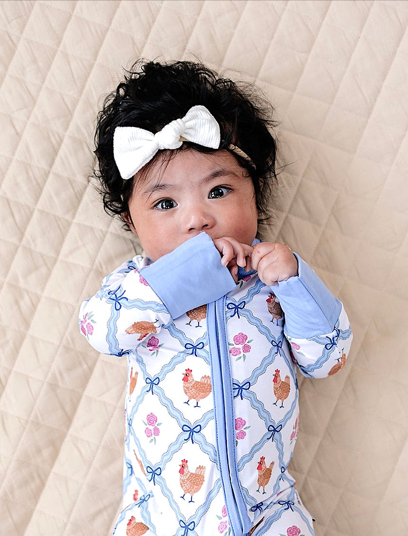 Bamboo Zip Romper | Chickens & Flowers