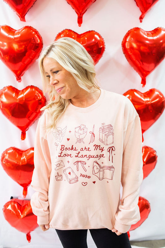 Books Are My Love Language Adult Crewneck Sweatshirt