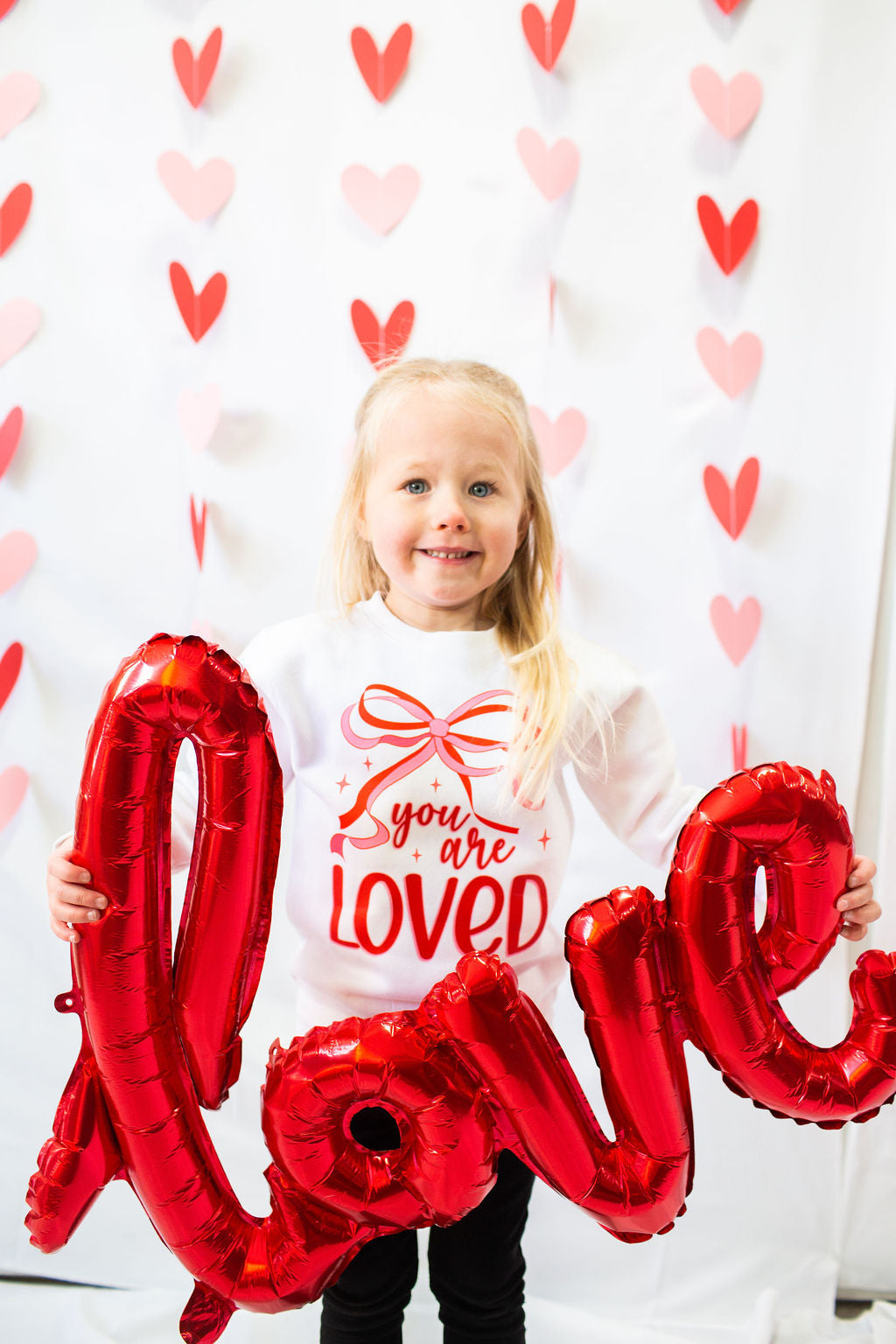 You Are Loved Bow Toddler Crewneck Sweatshirt